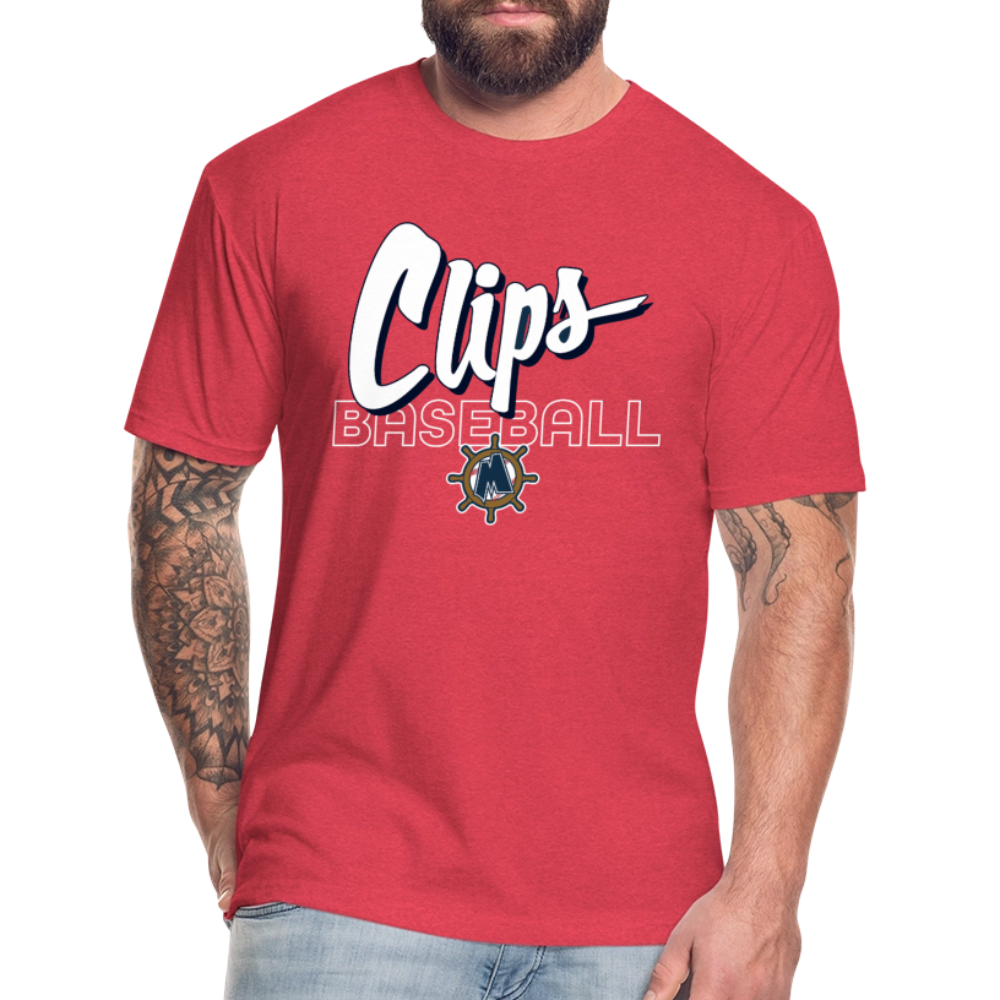Clips Baseball Fitted Cotton/Poly T-Shirt by Next Level - heather red
