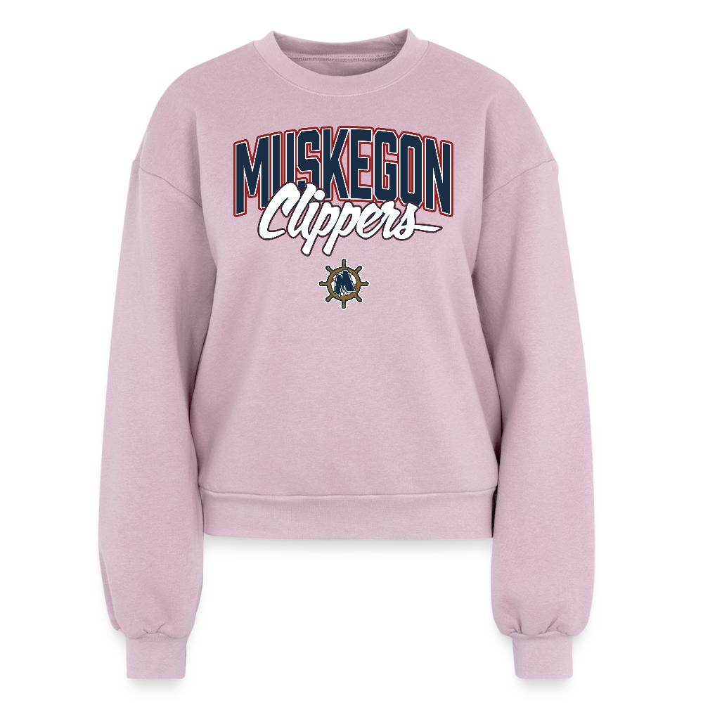 Muskegon Clippers Women's Fleece Crewneck Sweatshirt - blush pink