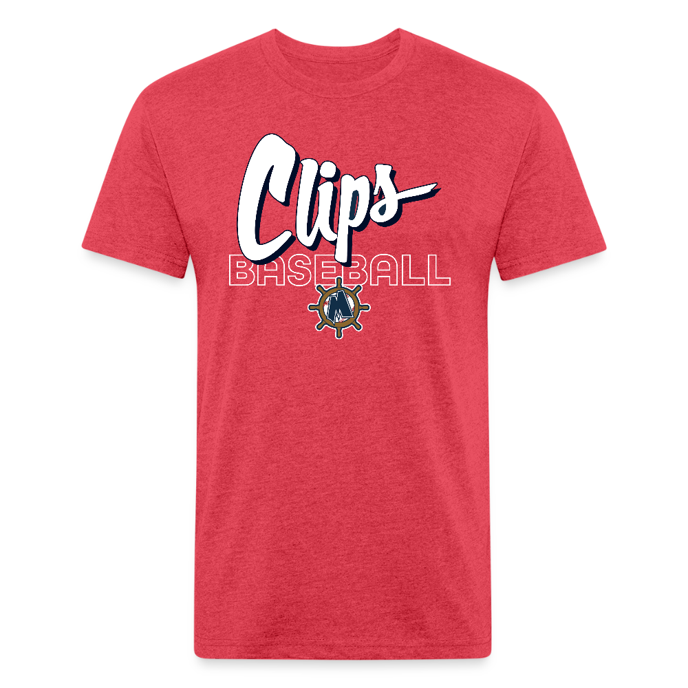 Clips Baseball Fitted Cotton/Poly T-Shirt by Next Level - heather red