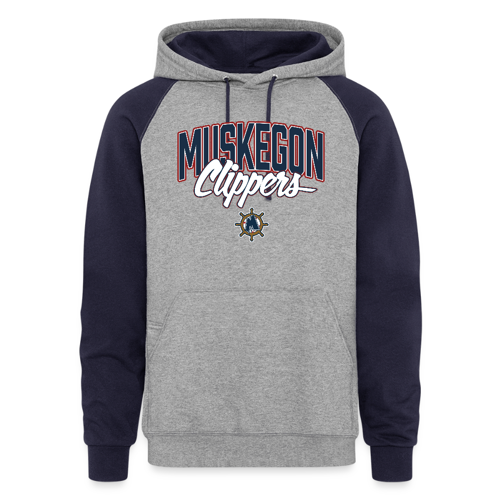Muskegon Clippers Colorblock Hoodie - heather gray/navy