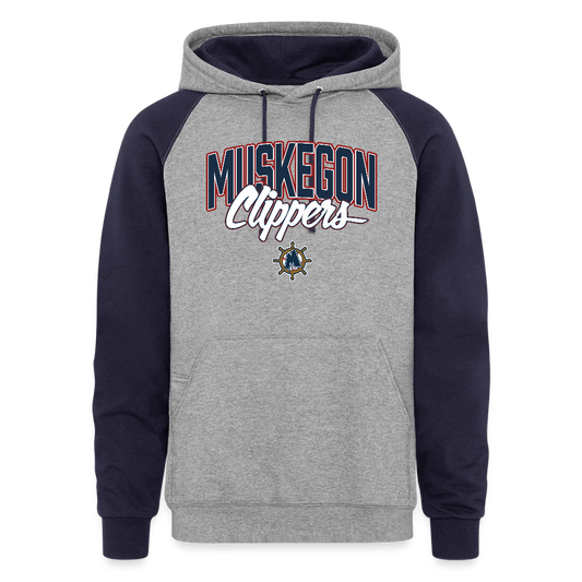Muskegon Clippers Colorblock Hoodie - heather gray/navy