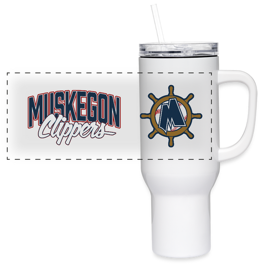 Muskegon Clippers 40 oz Travel Tumbler - white