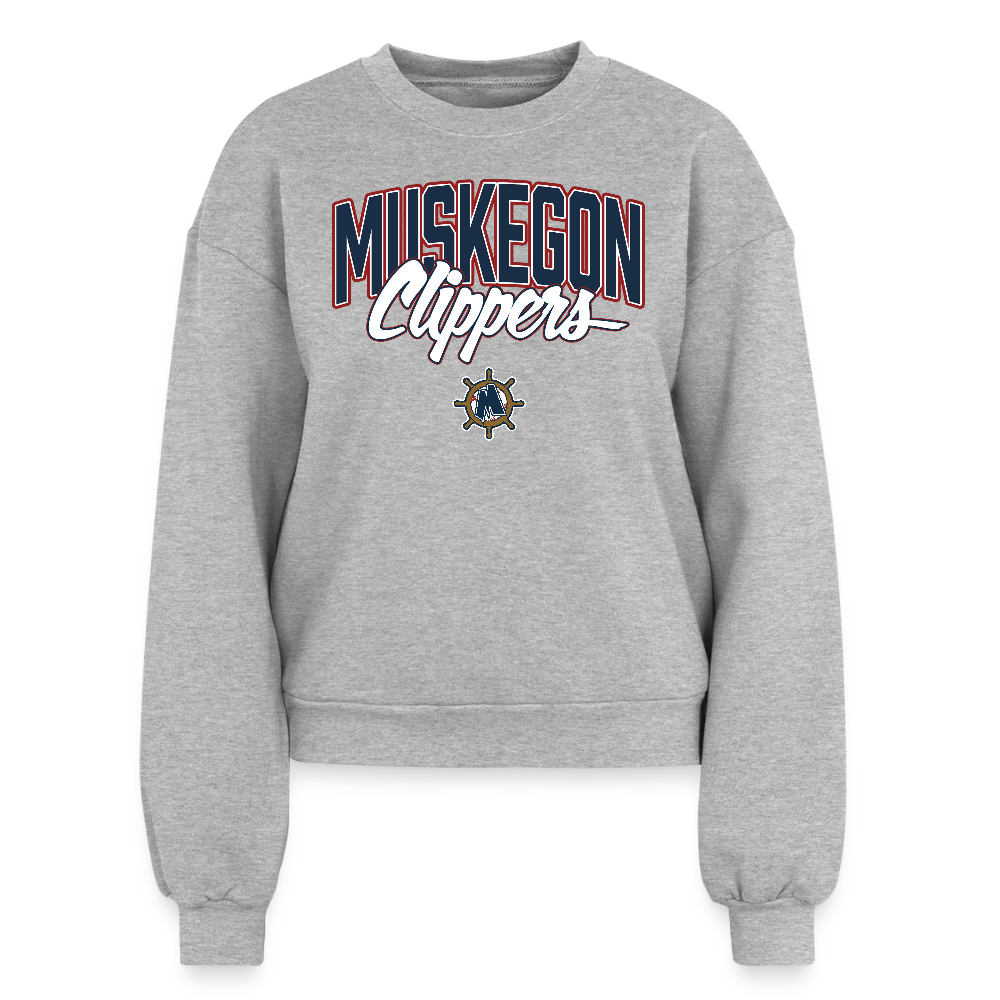Muskegon Clippers Women's Fleece Crewneck Sweatshirt - heather grey