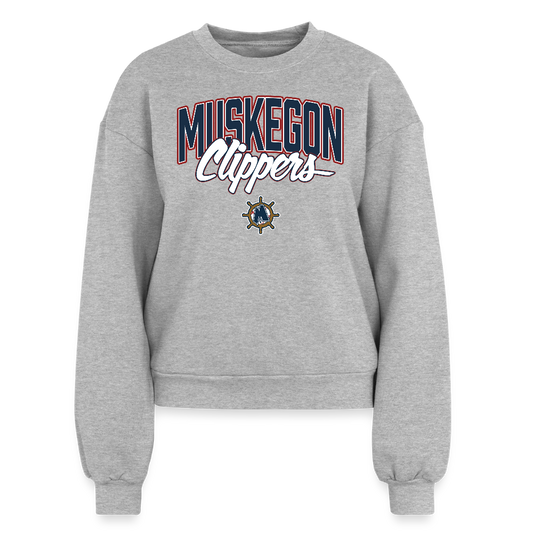 Muskegon Clippers Women's Fleece Crewneck Sweatshirt - heather grey
