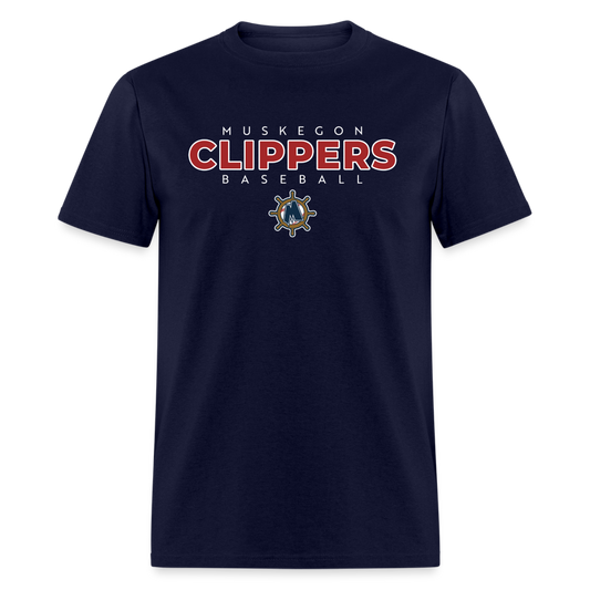 Muskegon Clippers Baseball Cotton T-shirt - navy