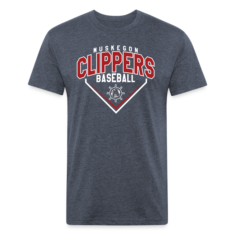 Muskegon Clippers Fitted Cotton/Poly T-Shirt by Next Level - heather navy