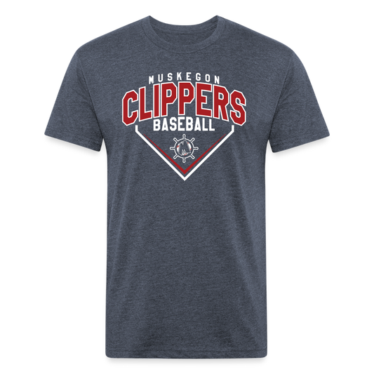 Muskegon Clippers Fitted Cotton/Poly T-Shirt by Next Level - heather navy