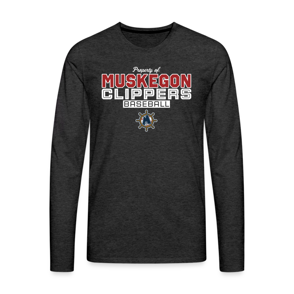 Muskegon Clippers - Men's Premium Long Sleeve T-Shirt - charcoal grey